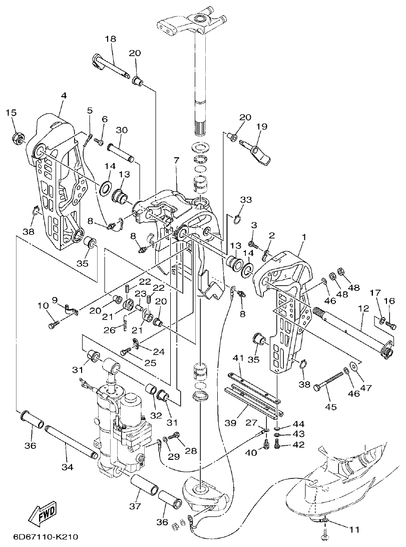 Yamaha F80BET, F100DET BRACKET 1 parts diagram